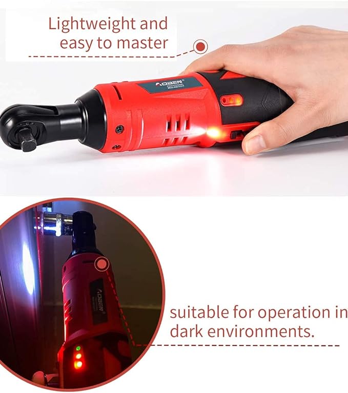 AOBEN 3/8" 12V Power Electric Ratchet Wrench Set with 1 2000mAh Lithium-Ion Battery And Charger