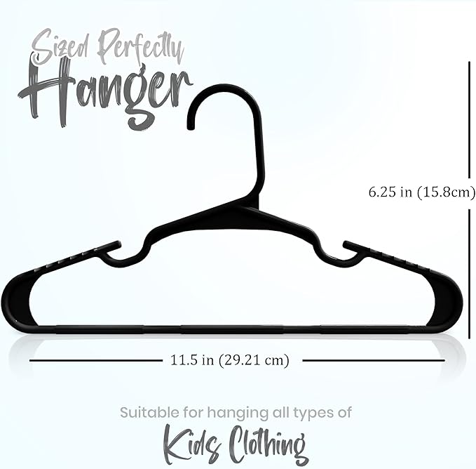 Utopia Home 60 Pack Kids Hangers - 11.5 Inch Plastic Baby Hangers for Closet - Childrens Hanger for Clothes & Infant Hanger for Closet - for Everyday Standard Use (Black)
