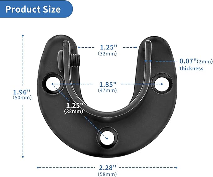 Rise age Stainless Steel Closet Rod Bracket, 1-1/4 Inch Diameter Closet Rod Holder 2 Pcs, Heavy Duty Curtain Rod Holder, Black Closet Rod Support with Screws