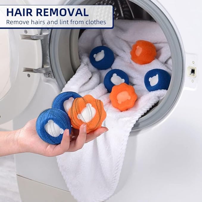 10 Pcs Pet Hair Remover for Laundry, Washing Machine Hair Catcher, Dryer Balls for Clothing Dog Cat Pet Fur Remover (Orange+Blue)