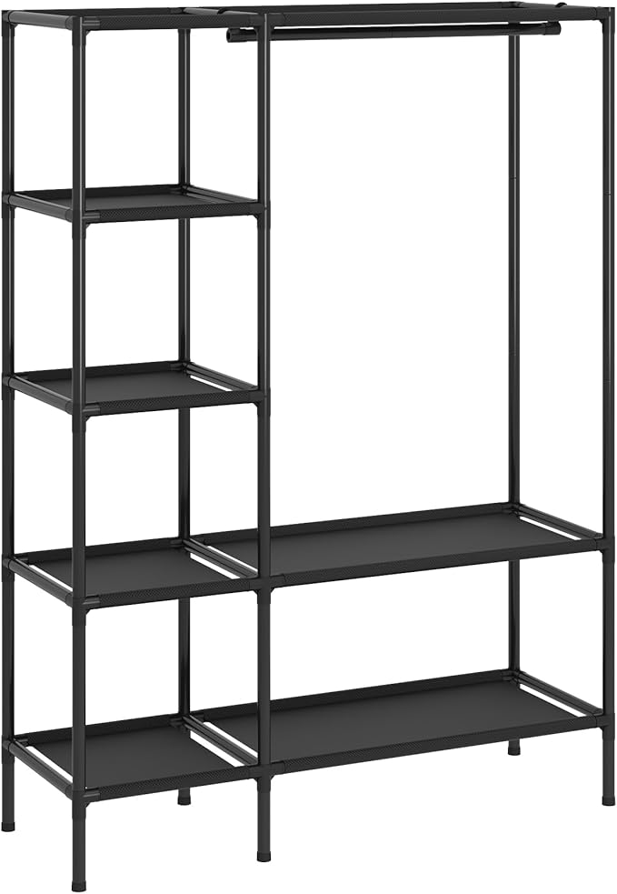 Dttwacoyh Portable Closets for Hanging Clothes, Clothing Rack with Shelves,Easy to Assembly,Suitable for Cloakroom,Bedroom,Living Room,etc.Black