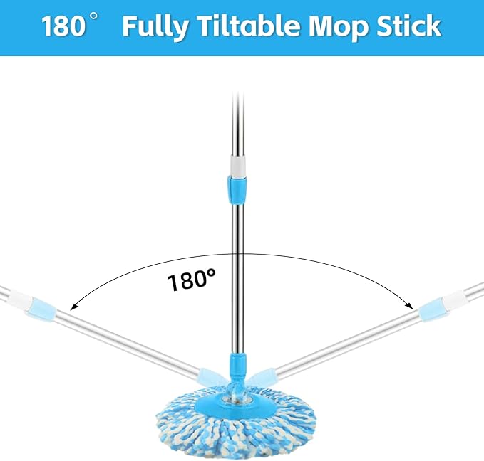 Spin Mop Replacement Handle 360 Degree Spin Mop Pole Handle Replacement Rotating Telescopic Stick for Mop Head, Ideal for Home and Household Cleaning