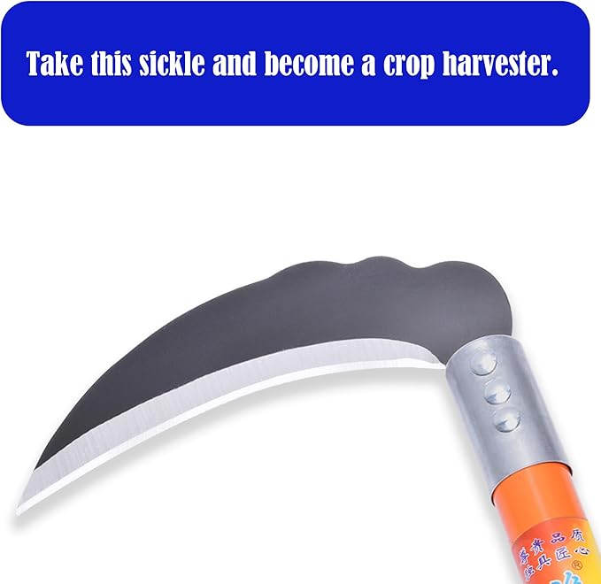 1pce 340mm/13.39in Carbon Steel Billhook Brush Clearing Sickle for Grass,Weeding Tools for Garden,Curved Sawtooth Sickle,Machete Axe for Cutting Trees,Steel Blade Knife in Hand