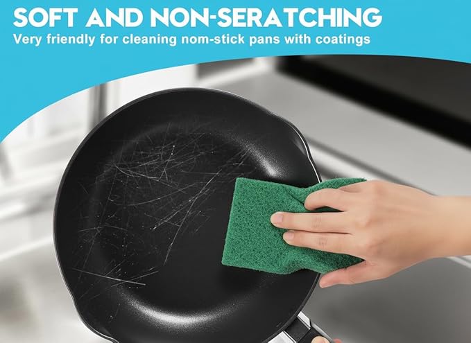 100-Pack Multipurpose Scouring Pads, Tough & Reusable Non-Scratch Cleaning Pads for Everything from Kitchen to Bathroom - Dishes, Grill, Oven, Sink, Bathtub