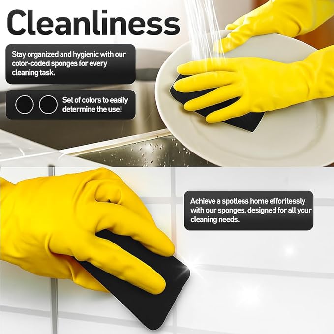Casanero 12-Pack Silicone Scrubbing Sponges, Heavy-Duty, Non-Scratch | Reusable, Odor-Free, Multi-Purpose Cleaning for Dishes, Non-Stick, Countertops
