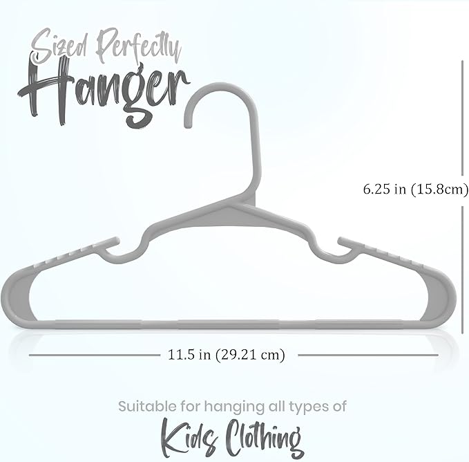 Utopia Home 60 Pack Kids Hangers - 11.5 Inch Plastic Baby Hangers for Closet - Childrens Hanger for Clothes & Infant Hanger for Closet - for Everyday Standard Use (Gray)