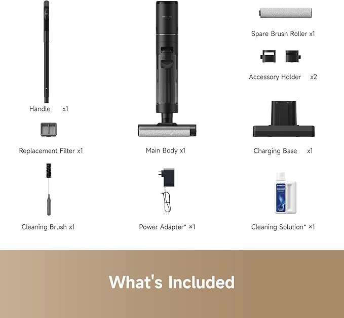 DREAME H12S Cordless Vacuum Mop, Vacuum and Mop at The Same Time, Wet Dry Vacuum for Hard Floors, Edge Cleaning, Hot Air Drying, Smart Floor Cleaner Machine Great for Sticky Messes on Multi-Surfaces