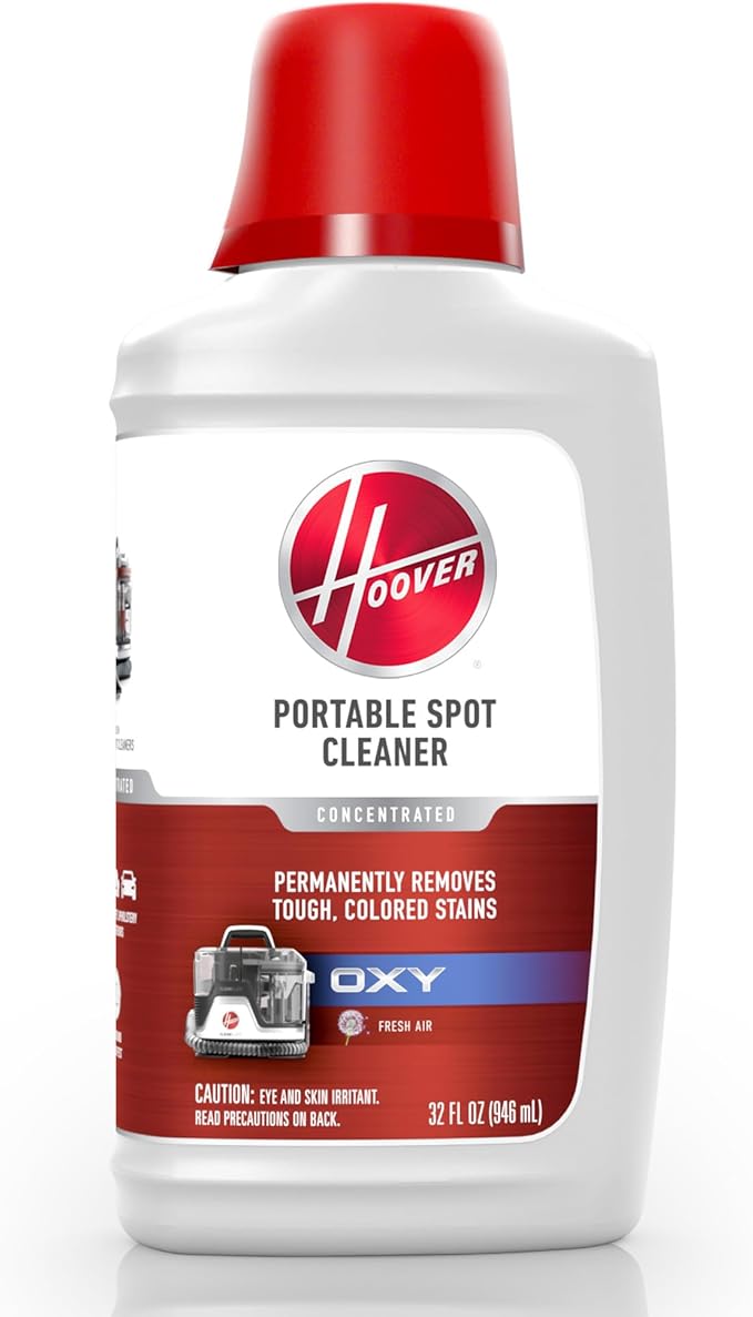 Hoover Oxy Portable Spot Cleaner Solution, 32 oz., Fresh Air Scent, Portable Cleaning Solution, Removes Tough Colored Stains from Carpet and Upholstery, Designed for Hoover CleanSlate Spot Cleaners