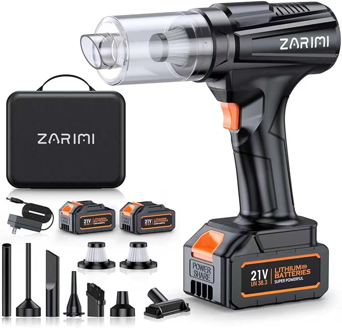 Handheld Cordless Vacuum Cleaner - 50000Pa High-Power Brushless Motor, Rechargeable Car Vacuum with 2 Batteries & Charger, 6-in-1 Portable Vacuum Cleaners for Home, Pet Hair, Keyboard, Black