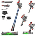 Honki Cordless Vacuum Cleaner for Home, Powerful Stick Vacuum with Rechargeable Battery, Green Light Anti-Tangle Brush, 6-in-1 Lightweight Handheld Vacuum for Pet Hair, Hard Floor, Carpet, Red