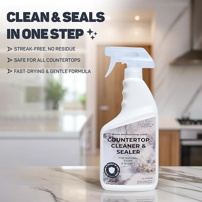 Countertop Cleaner & Sealer – Streak-Free Spray for Granite, Marble & Quartz | Cleans & Protects in One Step | USDA BioPreferred, Non-Toxic, No Film