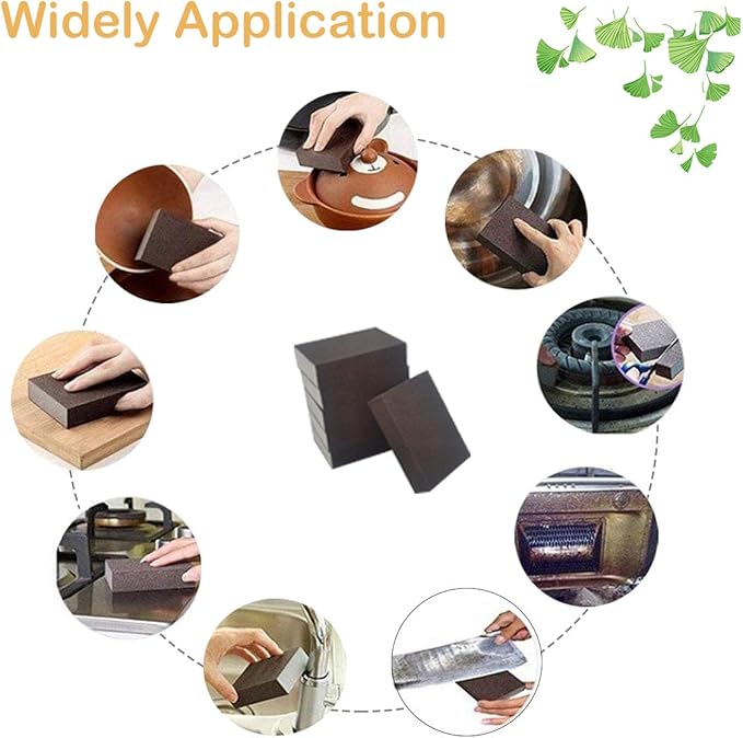 8pc Carborundum Sponge Nano Emery Sponges Caspian Stone Pot Clean Brush Rust Eraser Grit Scouring Pads Pot Cleaning Pads with Carborundum Washing Kitchen Cleaner Tool(thickness-1inch)