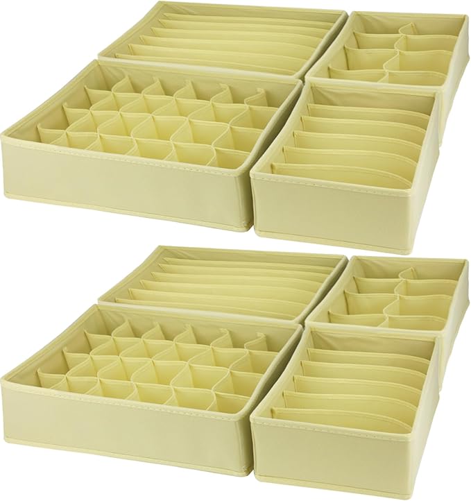 Dresser Drawer Organizer 8 Pack Clothes Underwear Sock Storage Beige Drawer Dividers Grey Foldable Closet Organizer Storage Box Dresser Drawer Organizers