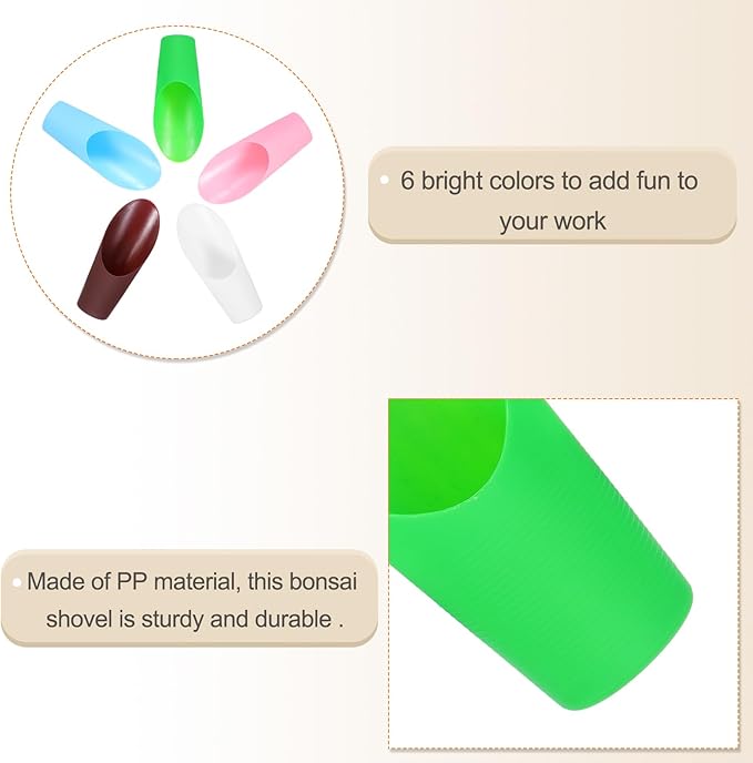 HARFINGTON Bonsai Soil Scoop 6.3" x 1.8" Plastic Colorful Mini Garden Shovel Cultivation Digging Transplanting Tools for Plant Flower Succulent Coffee Beans, White