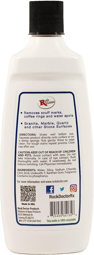Rock Doctor Spot & Ring Remover, Works on Granite, Marble, Countertop & Quartz, Hard Water Mark & Spot Remover, Remove Coffee & Scuff Mark, 14 oz. Pack of 2