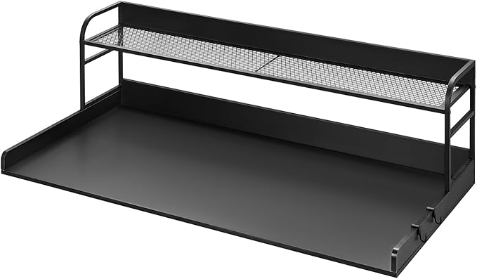 VEVOR Washer Dryer Countertop with 2-Tier Shelf, 54" x 27" Wooden Washer and Dryer Countertop with Anti-Slip Pads, Water-Resistant Laundry Topper Cover for Laundry Room Organization and Storage, Black