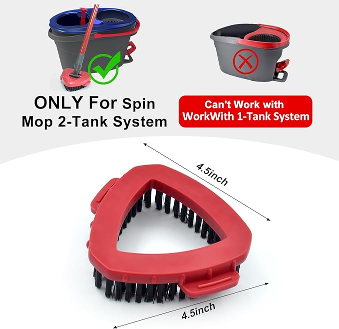 Scrub Brush Mop Head Replacement for O Cedar RinseClean 2 Tank System Spin Mop Head Base,Scrubber Mop Brush Head for Ocedar Mop Scrub Brush Head Hard Bristle Scrub Brush Floor Cleaning, Not for 1 Tank