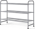 Kitsure Shoe Rack - Stainless Steel Shoe Organizer, Sturdy Shoe Rack for Closet and Front Door Entrance, Free Standing Shoe Shelf, Closet Organizers and Storage, 25.6" Wide - 3 Tier, Grey