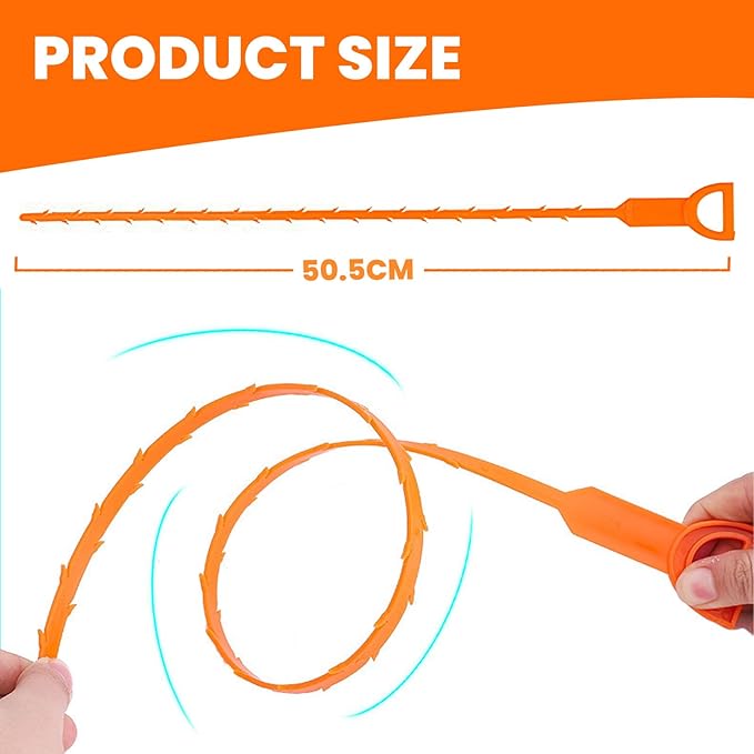 Drain Snake Clog Remover 4 Pack 20 Inch, Flexible Hair Drain Cleaner, Non-Slip Grip for Sink Shower Tub Toilet Kitchen Bathroom Clog Remover