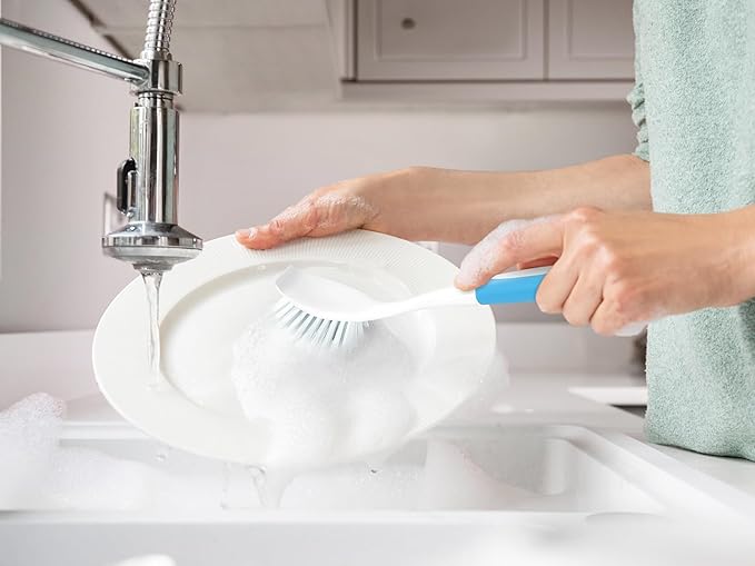 Dish Brush with Handle, Firm & Stiff Bristles Dish Scrubber for Pots, Pans & Sink Cleaning, 20 Bulk Pack