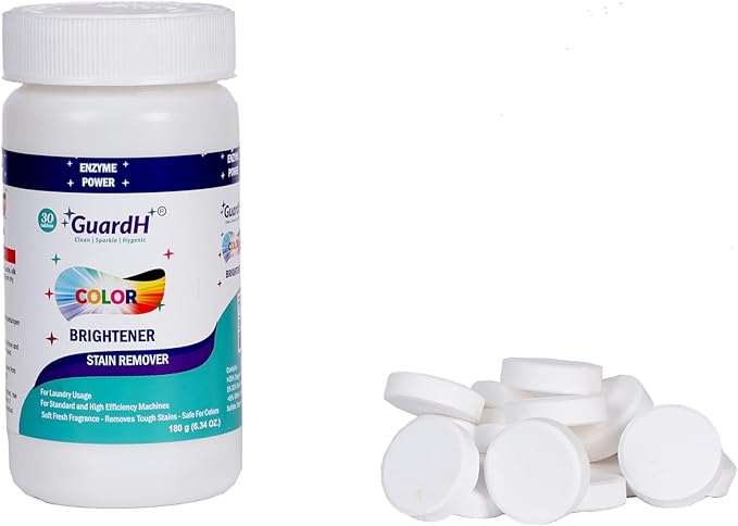 Laundry Stain Remover & Color Booster Tablets – Brightens Clothes, Removes Tough Stains, No Bleach – 30 Enzyme Tablets for Colorful Loads (180g)