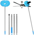 Eunice 13-49.7 Inches Ceiling Fan Duster with Extension Pole, Adjustable and Removable Cleaner Blade for High Ceiling, Fan Cleaner for Window Door Furniture (Blue)