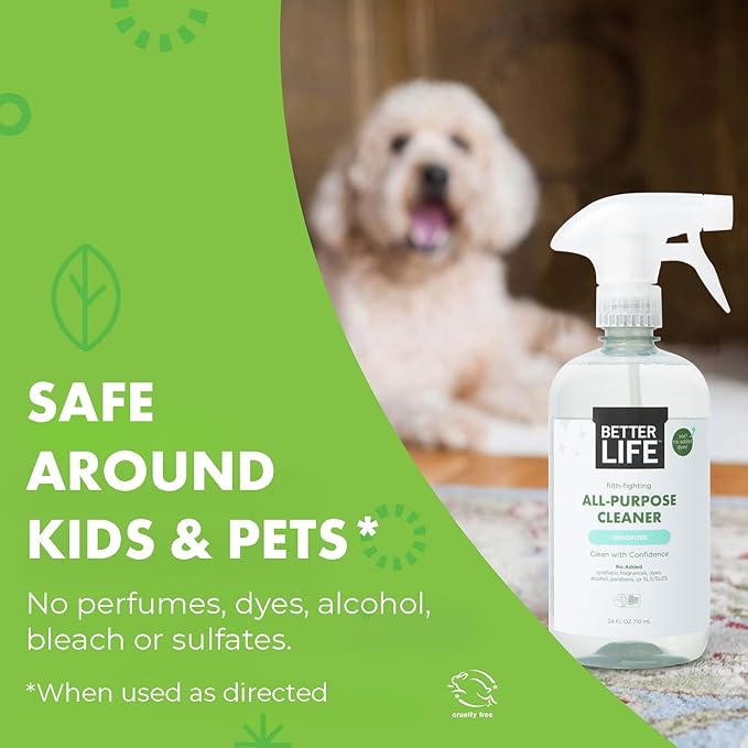 Better Life All Purpose Cleaner - Multipurpose Plant Based Home and Kitchen Cleaning Spray for Glass, Countertops, Appliances, Upholstery & More - Multi-surface Spray Cleaner - 24oz Unscented
