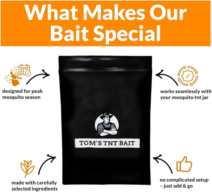 Tougher Than Tom Mosquito TNT 2.0 Mosquito 12 Bait Bags, Outdoor Insect Control, Easy Setup, Family & Pet Friendly, Ideal for Backyards, Camping, Gardens, BBQs, Picnics & More