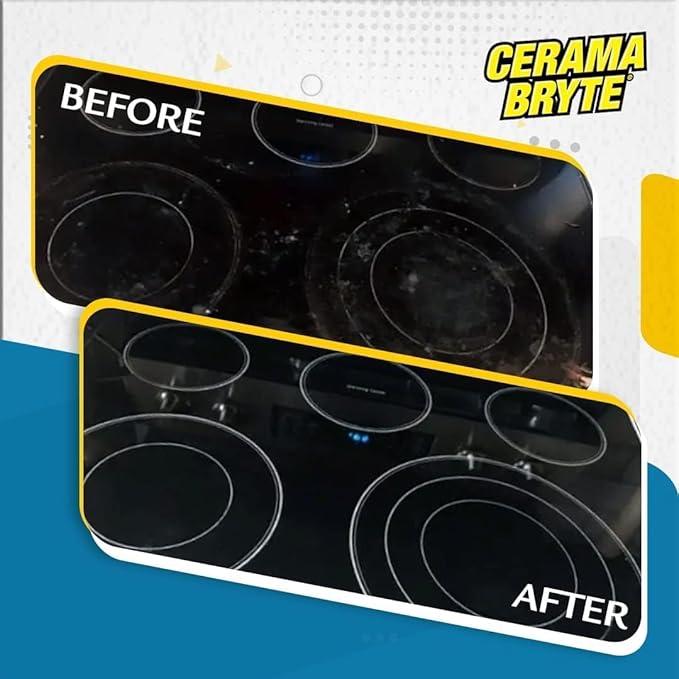 Cerama Bryte Removes Tough Stains Cooktop and Stove Top Cleaner for Glass - Ceramic Surfaces, 1-28 oz