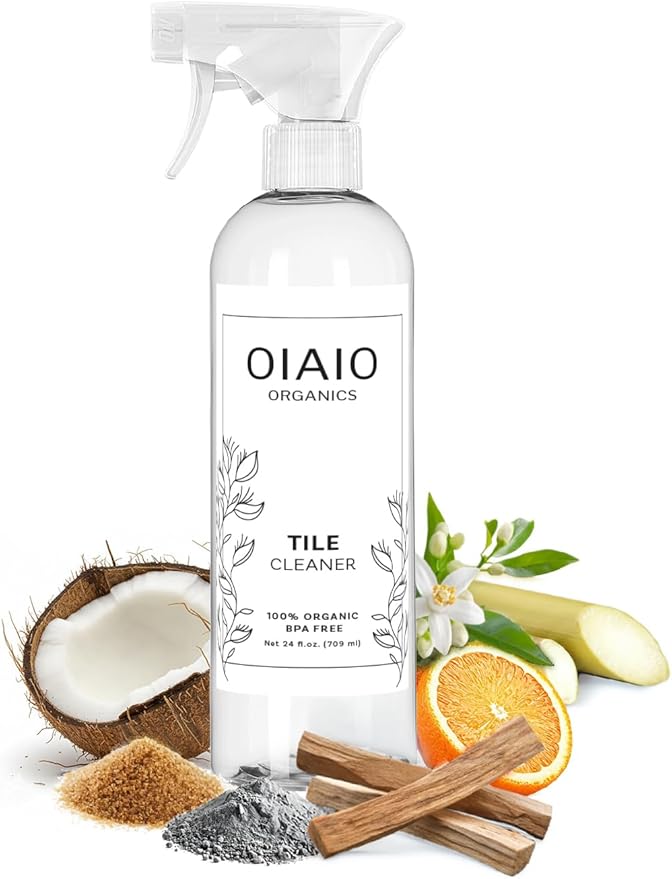 Non-Toxic Bathroom Tile Cleaner - 100% Natural Organic Ingredients that Truly Perform - 24oz - Light Coconut, Citrus & Wood Scent