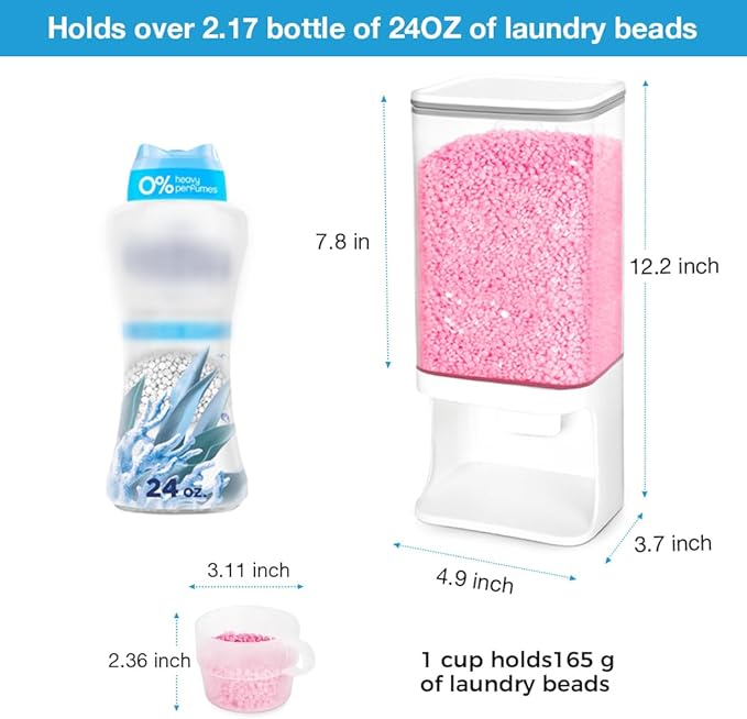 Conworld Laundry Detergent Dispenser, Wall Mounted Laundry Beads Dispenser for Scent Booster Beads, Stain Remover Powder, Bath Salts, Rice, Beans Grain and Dry Food, Laundry Scent Booster Container