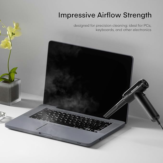 Air Duster Corded, 550W 100000RPM High-Pressure Air Blower, Reusable Compressed Air for Cleaning PC, Keyboard - Steplessly Adjustable Airflow, 9.8ft Long Power Cord, 5 Multi-Nozzle Attachments