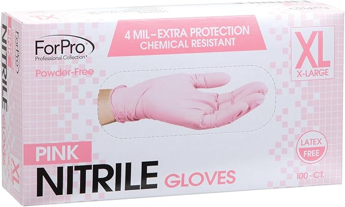 ForPro Disposable Nitrile Gloves, Chemical Resistant, Powder-Free, Latex-Free, Non-Sterile, Food Safe, 4 Mil