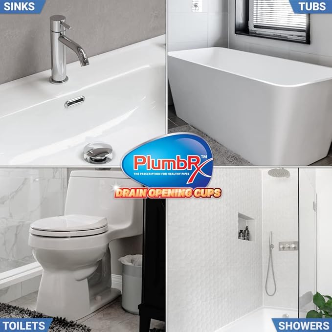 Drain Opener Cups | Hair Clog Remover | Drain Cleaner For Toilets, Sinks, Tubs - Septic Safe | 3 Uses + Hair Snake