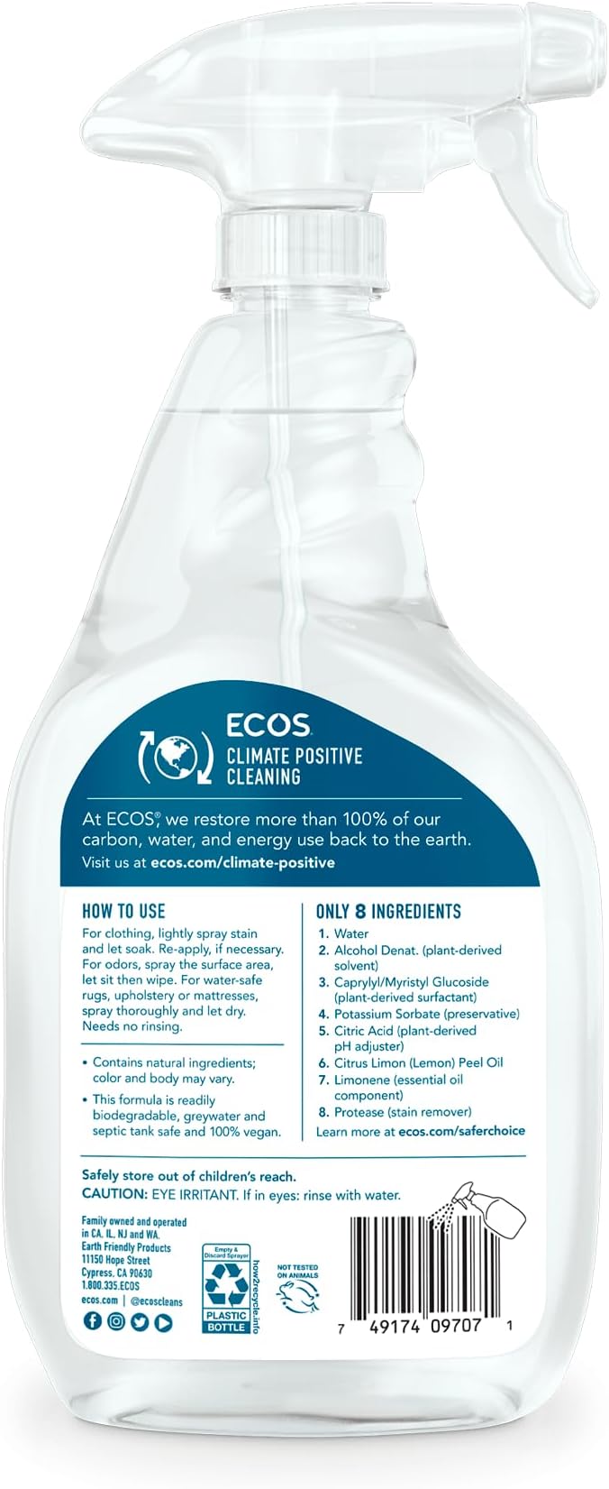EARTH FRIENDLY STAIN & ODOR REMOVER,SPRY, 22 FZ