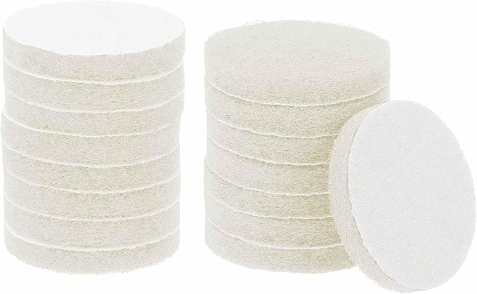HARFINGTON 16pcs Scrubber Scouring Pads 450 Grits 3 Inch Drill Power Brush Hoop and Loop Surface Conditioning Disc Drill Scuffing Disc Scrub Pads for Home Kitchen Cleaning, White