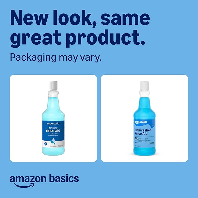 Amazon Basics Dishwasher Rinse Aid Liquid, 32 Fl Oz, Pack of 1, Packaging May Vary