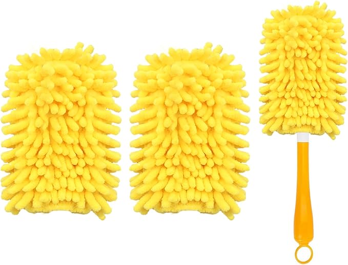 Reusable Duster Pads Compatible with Swiffer Hand Duster, 360 Duster Refill, Dusters Heavy Duty Refills, Microfiber Dusters Refills for Swiffer 3ft 6ft Extended Handle, 2 Pack (Handle is Not Included)
