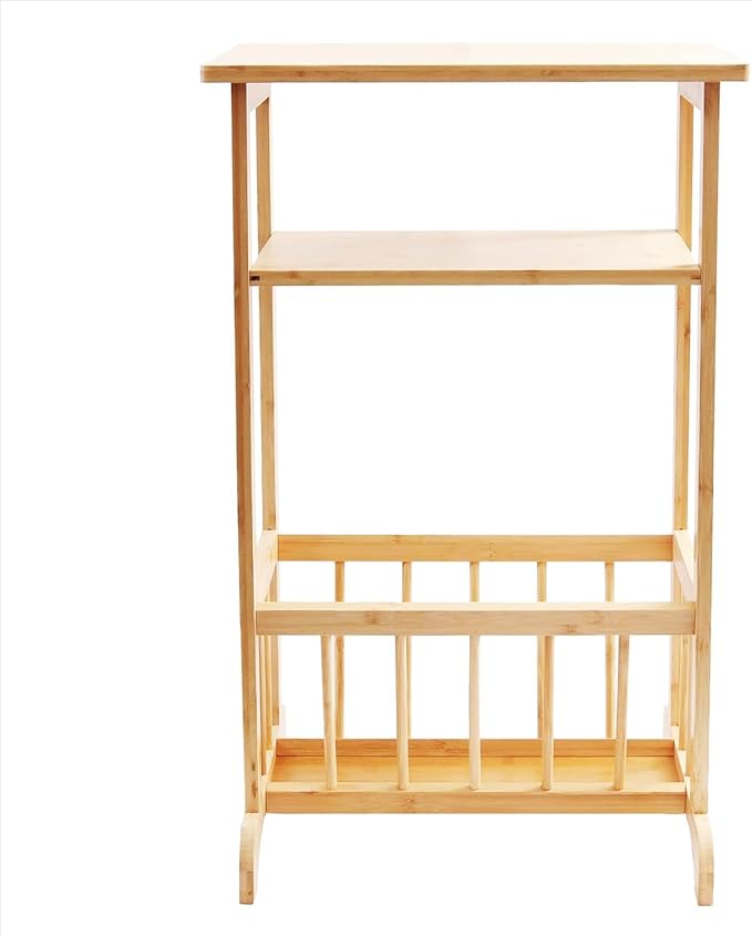 RoyalHouse Bamboo Shelving Unit – Multi-Tier Storage for Home & Bathroom (2-Tier Tall (12.6" D x 17.72" W x 28.15" H))