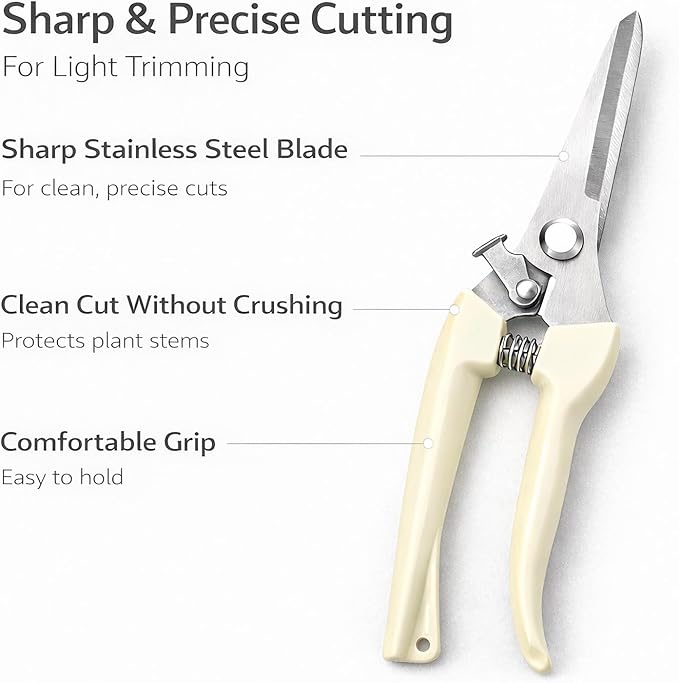 Pruning Shears, Gardening Scissors Garden Shears, Stainless Steel Garden Scissors with Comfortable Grip for Flowers, Herbs & Light Trimming, 1 Pack