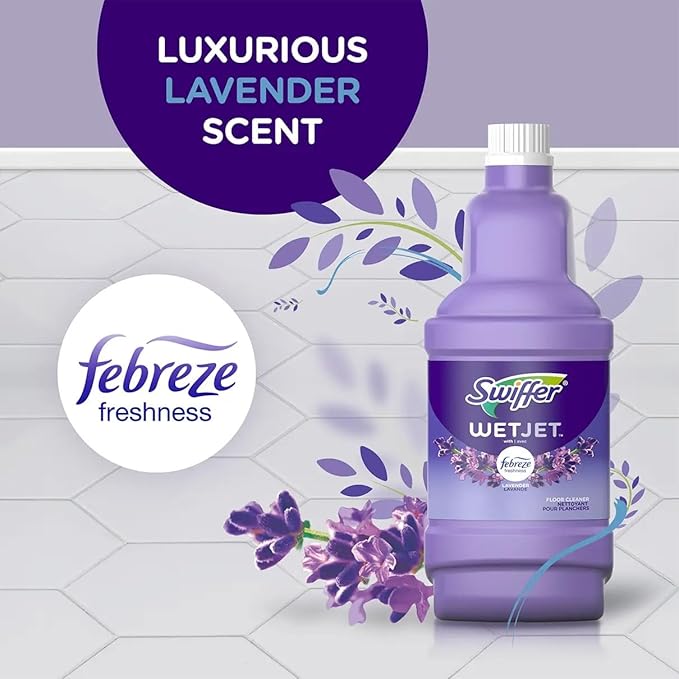 Swiffer WetJet Multi-Purpose Floor and Hardwood Cleaner Solution with Febreze Refill, Lavendar Vanilla and Comfort Scent, 1.25 Liter, OKpFMr 8 pack