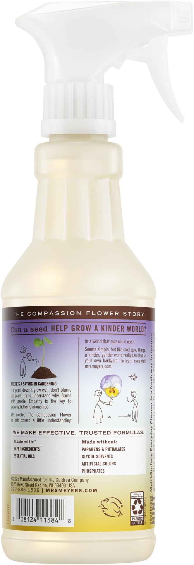 MRS. MEYER'S CLEAN DAY Multi-Surface Everyday Cleaner, Compassion Flower Scent, 16 Fl Oz Bottle - 3 Pack