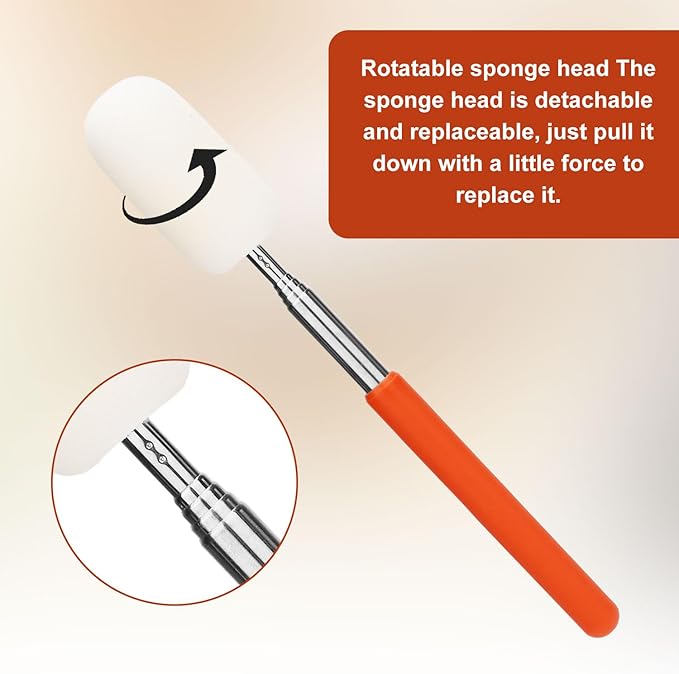 2pcs Telescoping Sponge Stick for Pottery, Retractable Ceramic Mud Tools Clay Sponge on a Stick with Handle for Cleanup Excess Water from Tall or Narrow Pottery(Large,Extend up to 28.35in)