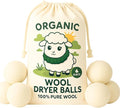 Organic Wool Dryer Balls 6 Pack – 100% Organic Fabric Softener, Reusable Dryer Ball Set for Reducing Wrinkles and Static, Hand-Felted, Hypoallergenic. Dryer Sheets Alternative. Size XL