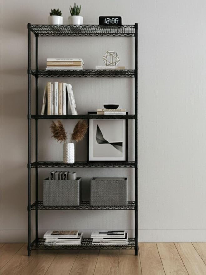 Black 5-Tier Metal Adjustable Freestanding Garage Storage Wire Shelving Unit (36 in. W x 72 in. H x 14in. D)