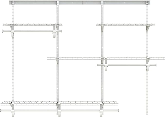 PROWORX 4-6 Ft Closet Organizer System, Adjustable Metal Wire White Closet System, Expandable Walk in Closet Organizers and Storage System, Closet Shelves with Hanging Rods