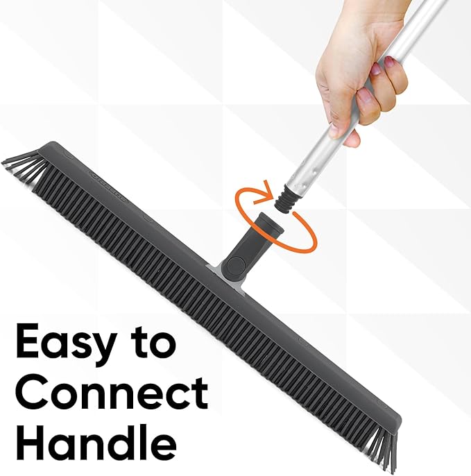 Superio 16"" Slim Silicone Salon Broom - Carpet Rake for Liquid, Human Hair, and Pet Hair, and Fur Space Saving and Easy to Wash, 12811274
