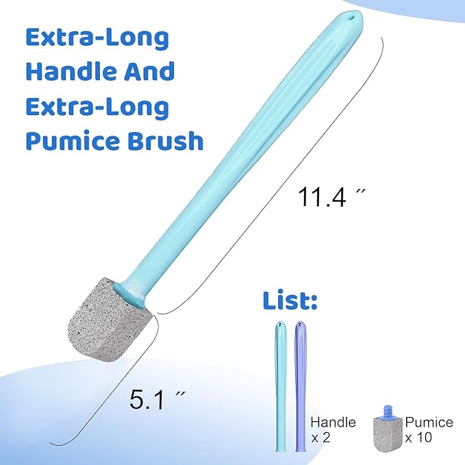 Pumice Stone Toilet Bowl Cleaner,Bathroom Cleaner Brush Toilet Wand Refills with 30CM Long Handle for Remove Hard Water Stains with 1 Wand+ Pumice Stones (10 Pack)