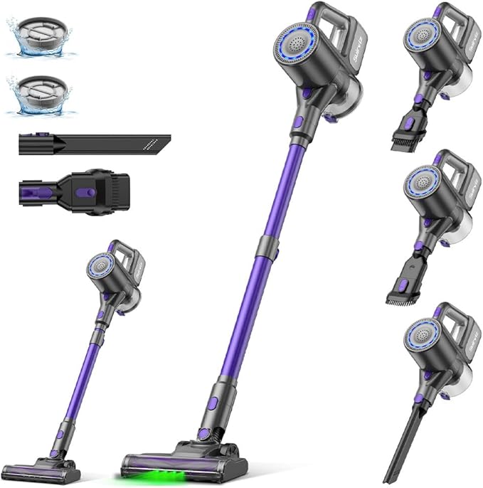Suirviz Cordless Vacuum Cleaner, 40KPA/500W/35Mins, Green LED Light, Lightweight Stick Vacuum Self-Standing, Vacuum Cleaners for Home Handheld Vacuum for Pet Hair, Carpet, and Hard Floors, U8