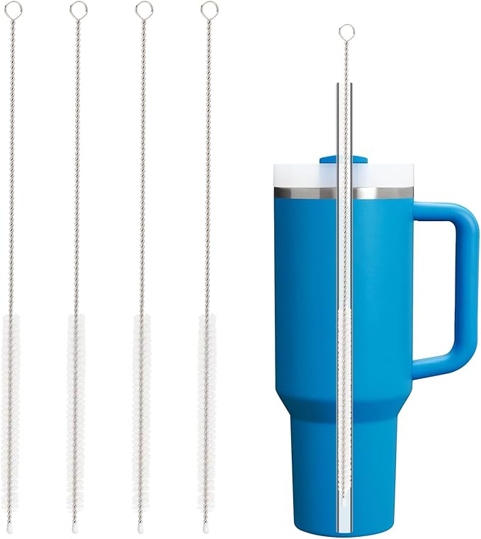 Straw Cleaner Brush for Stanley, 4Pcs Extra Long Straw Cleaning Brush for 40oz 30oz 20oz 14oz Stanley Mug and Cleaning More Glass, Stainless,Bottle and Silicone Straw